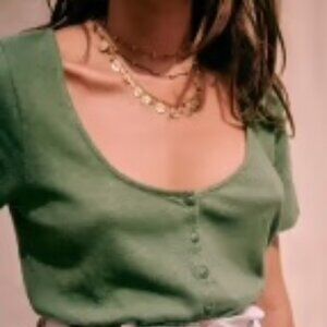 Sezane Milo T-shirt Vert Tilleul - Size M